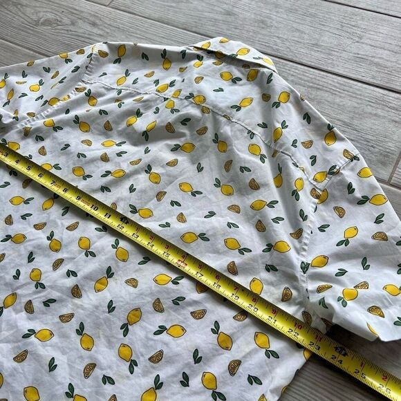 Savage by Perry Ellis Lemon‎ short sleeve button down Stretch shirt size Large - Picture 6 of 6